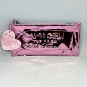 Too Faced “Damn Girl You’Re So Too Faced” Makeup Cosmetic Bag Metal Pink